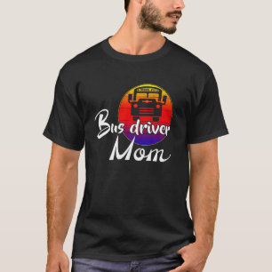 Camiseta Vintage School Bus Driver Mãe Retro Sunset Engraça