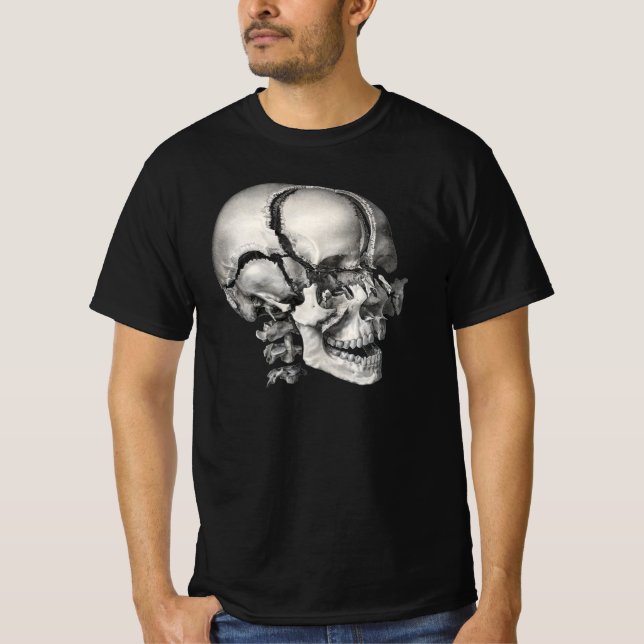 Camiseta Vintage Science Anatomia Humana, Crânio Antiquado (Frente)