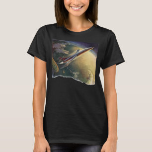 Camiseta Vintage Science Ficeship Airplane Earth