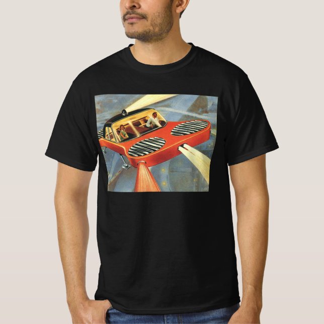 Camiseta Vintage Science Ficting Carro Voador Futurístico (Frente)