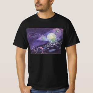 Camiseta Vintage Science Fiction, um orbe brilhante com Ali