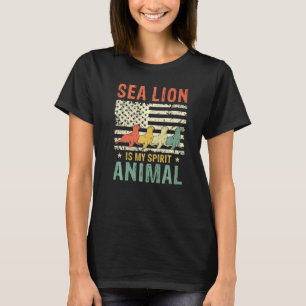 Camiseta Vintage Sea Lion Spirit Animal Retro USA American 