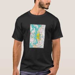 Camiseta Vintage Seattle and the Puget Sound Map 1970