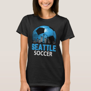 Camiseta Vintage Seattle Cityscape Soccer Para Homens Menin