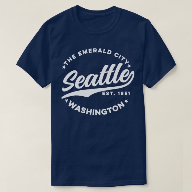 Camiseta Vintage Seattle Emerald City Washington EUA (Frente do Design)