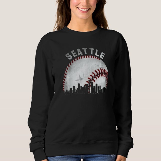Camiseta Vintage Seattle Skyline City Baseball   (Frente)