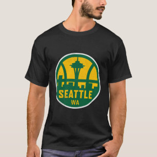Camiseta Vintage Seattle Washington Basball Cityscape Re