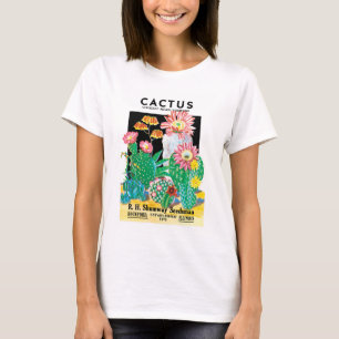 Camiseta Vintage Seed Packet Label Art Desert Cactus Plant
