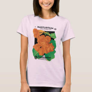 Camiseta Vintage Seed Packet Label Art, Nasturtium Flowers