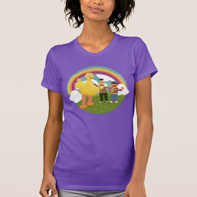 Camiseta Vintage Sesame Street Amigos Rainbow (Frente)