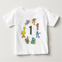 Vintage Sesame Street Characters Birthday Baby T-S