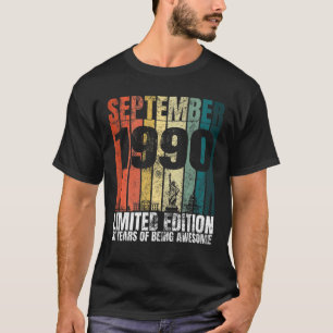 Camiseta Vintage Setembro 1990 Bday Graphic 31 Anos 31St