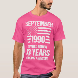 Camiseta Vintage Setembro 1990 Limited Edition 33 Anos De
