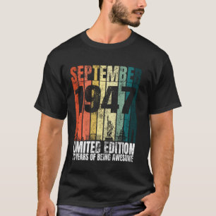 Camiseta Vintage Setembro De 1947 Bday 73 Anos Antiga 73rd 