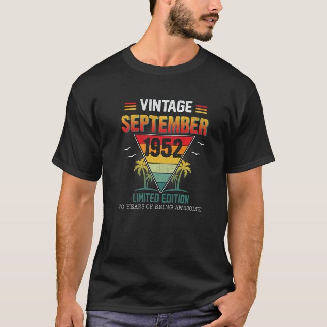 Camiseta Vintage setembro de 1952, 70 anos (Frente)