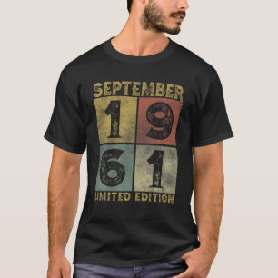 Camiseta Vintage Setembro De 1961 Nascer De 60 Anos Em 1961