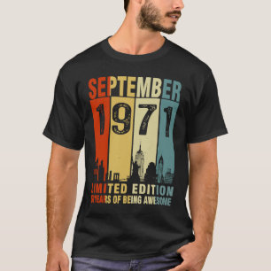 Camiseta Vintage setembro de 1971 52 anos 52 anos Aniversár