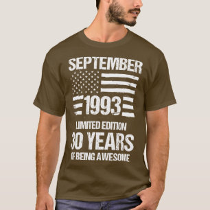 Camiseta Vintage Setembro De 1993 Limited Edition 30 Anos D