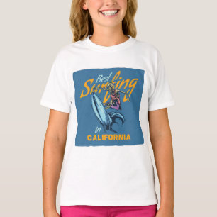 Camiseta Vintage Skeleton surfing California Beach