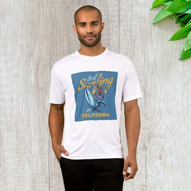 Camiseta Vintage Skeleton surfing California Beach (Criador carregado)