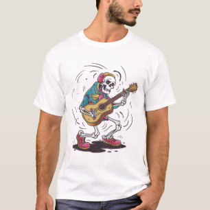 Camiseta Vintage Skeleton tocando violão