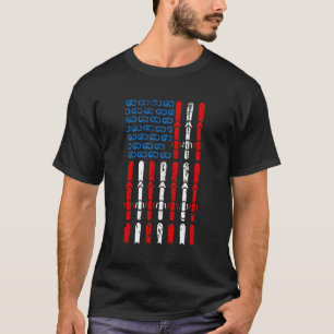 Camiseta Vintage Skiing American Flag 4º Da Julyice Skater