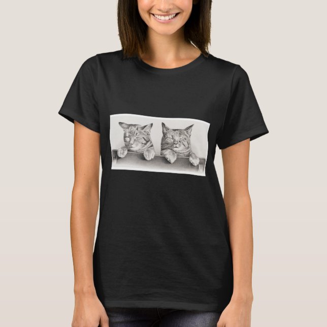 Camiseta Vintage Sleeping Cats Lithógrafo, 1874 (Frente)
