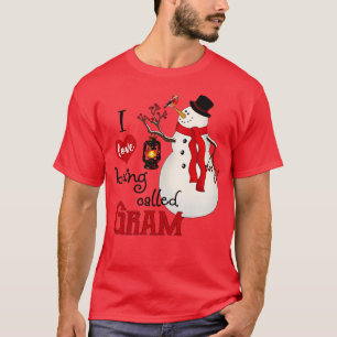 Camiseta Vintage Snowflakes Snowman Eu Adoro Ser Chamado Gr