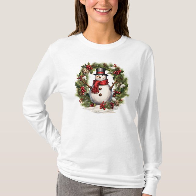 Camiseta Vintage Snowman Christmas (Frente)