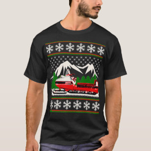 Camiseta Vintage Snowmobile Ugly Christmas Sweater