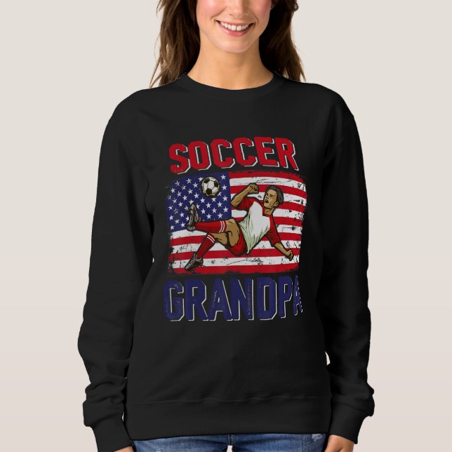 Camiseta Vintage Soccer Grandpa Player American Flag Father (Frente)