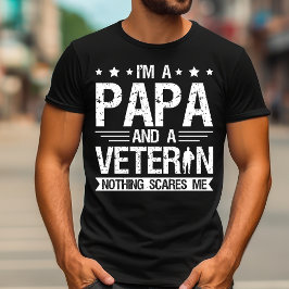 Camiseta Vintage, sou um Papa e um Veterano, nada me assust
