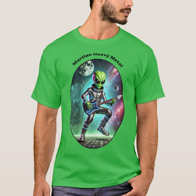 Camiseta Vintage Space Alienígena Martian tocando guitarra  (Frente)