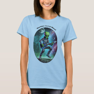 Camiseta Vintage Space Alienígena Martian tocando guitarra