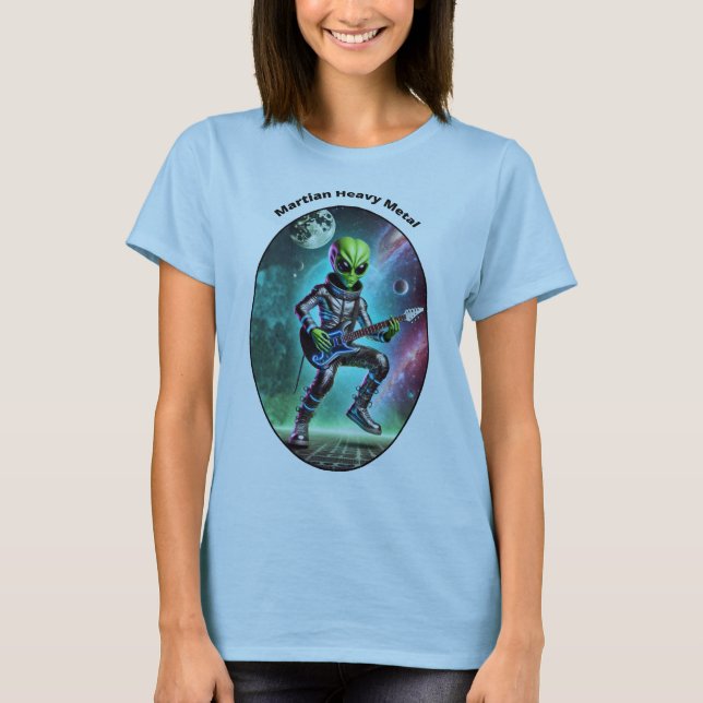 Camiseta Vintage Space Alienígena Martian tocando guitarra  (Frente)