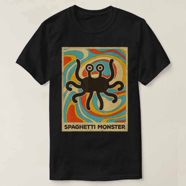 Camiseta Vintage Spaghetti Monster Ateista - Presente Retro (Frente do Design)