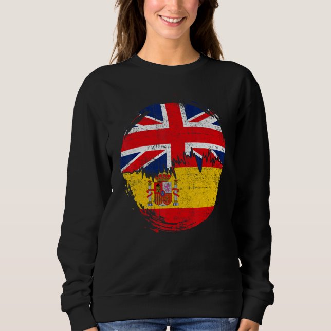 Camiseta Vintage Spanish with British Flag Roots Spain (Frente)
