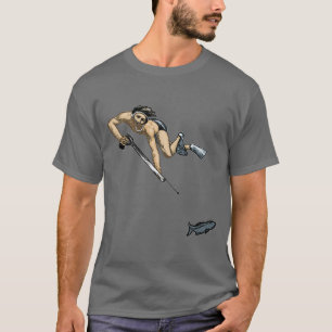 Camiseta Vintage Spearfish Mergulhador com Peixe