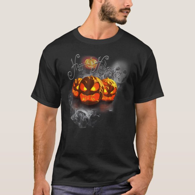 Camiseta Vintage Spooky Pumpkin Figurino de Halloween (Frente)