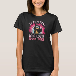 Camiseta Vintage Square Dance Apenas Uma Rapariga Que Ama Q