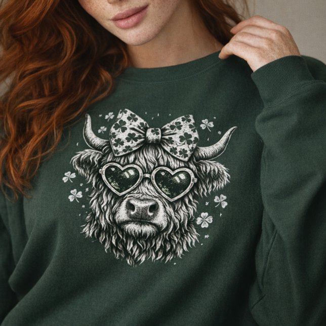 Camiseta Vintage St. Patrick's Day Highland Cow (Criador carregado)
