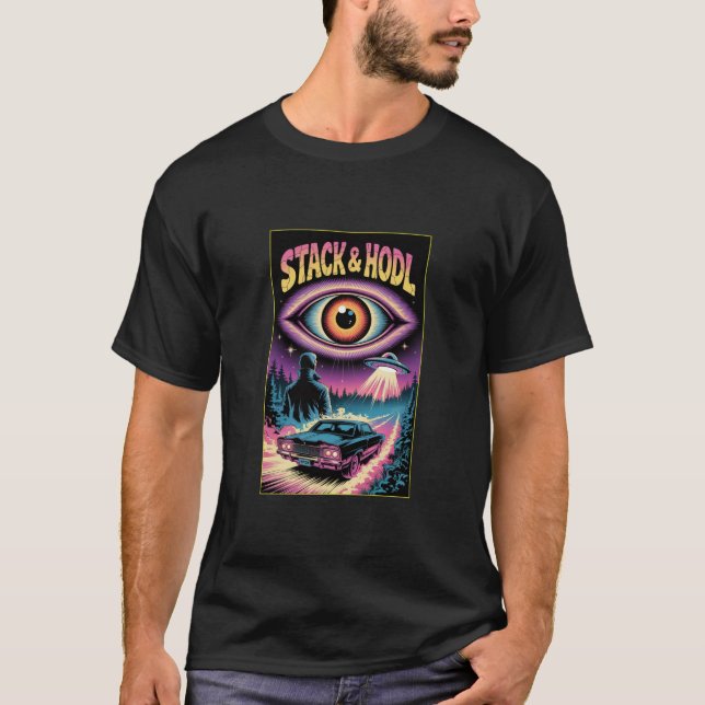 Camiseta Vintage Stack And Hdol Bitcoin UFO Crypto (Frente)