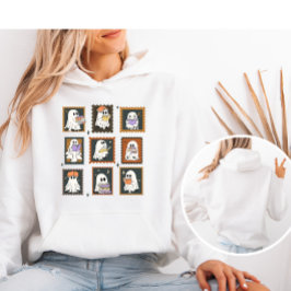 Camiseta Vintage Stamp Halloween Fantasmas Lendo Livros