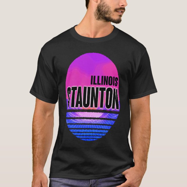 Camiseta Vintage Staunton Vaporwave Illinois (Frente)