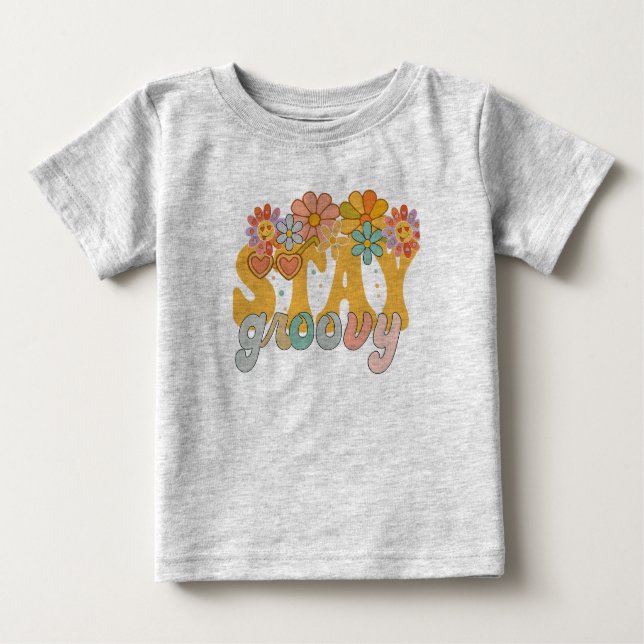 Camiseta Vintage Stay Groovy Flower Power Tee (Frente)