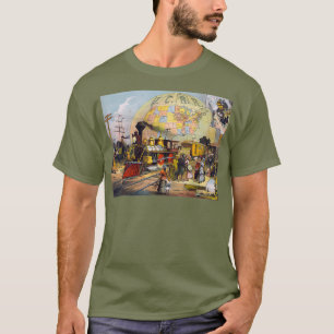 Camiseta Vintage Steam Train Poster Trabalho de arte Illino