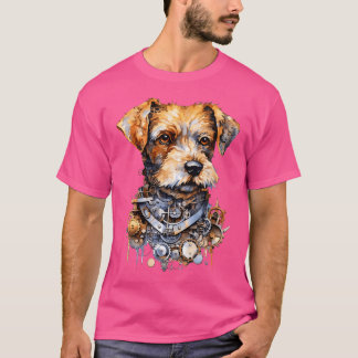 Camiseta Vintage Steampunk Dog Art Mechanical Canine Graphi