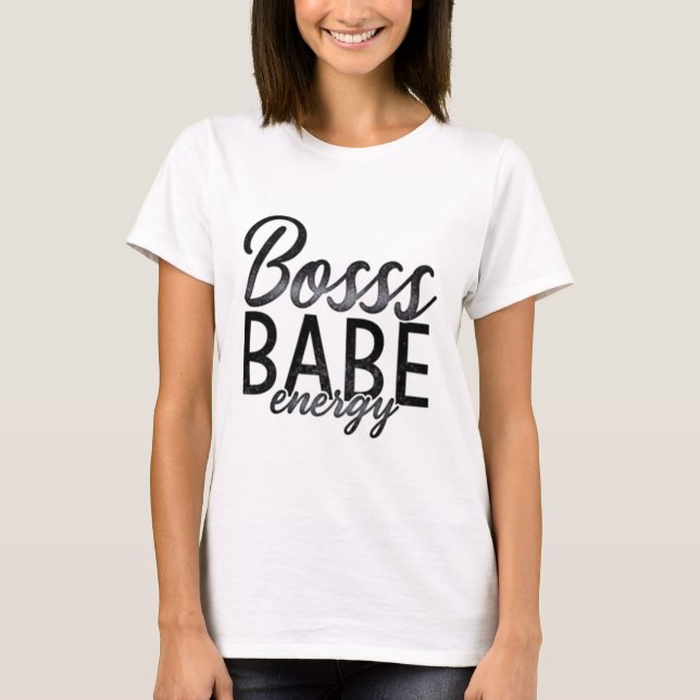 Camiseta Vintage Style Boss Babe Impressão (Frente)