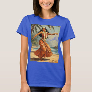 Camiseta Vintage Style Havaiana Viagem Hula Girl Dançando
