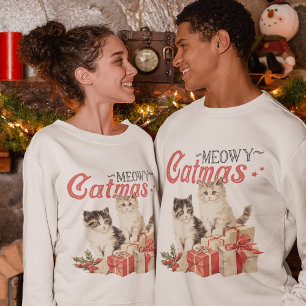 Camiseta Vintage Style Meowy Catmas Natal